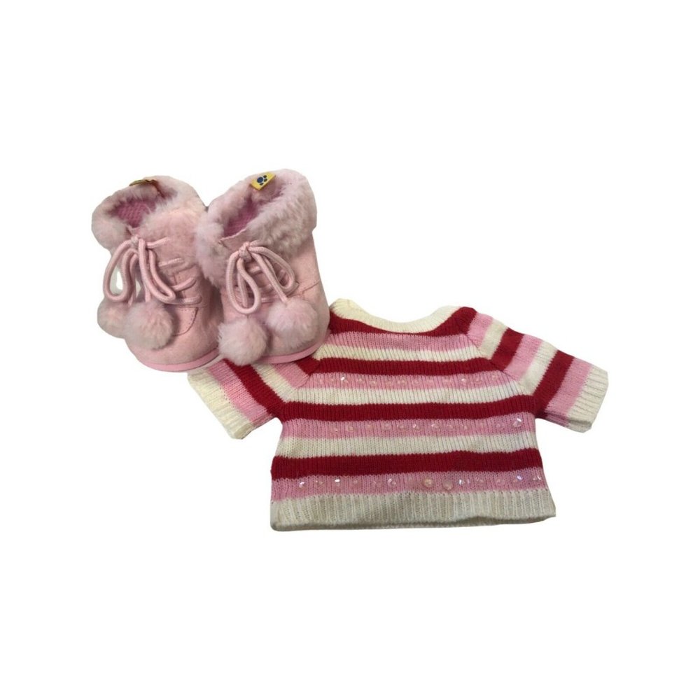 Build A Bear Boots and Sweater Red and Pink Rainbow Lot BABW